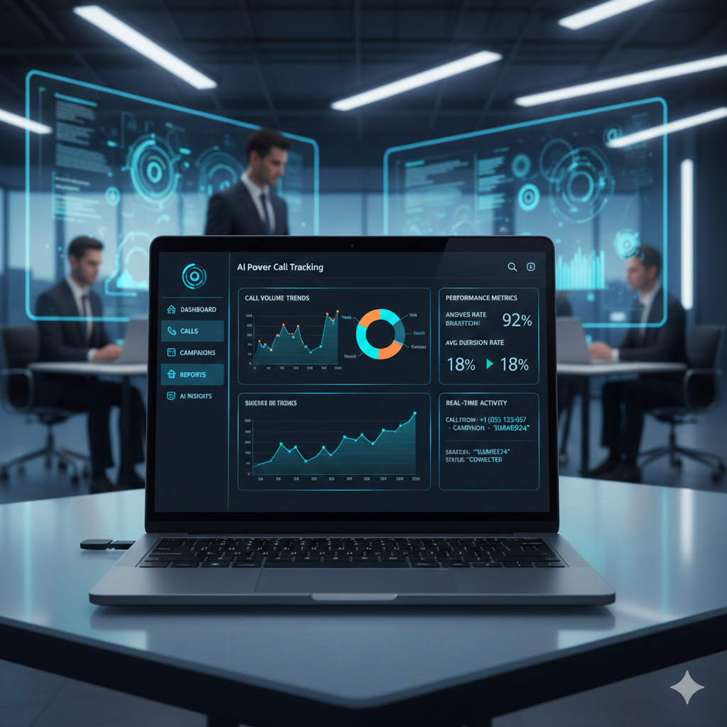 AI call tracking software dashboard with real-time call analytics