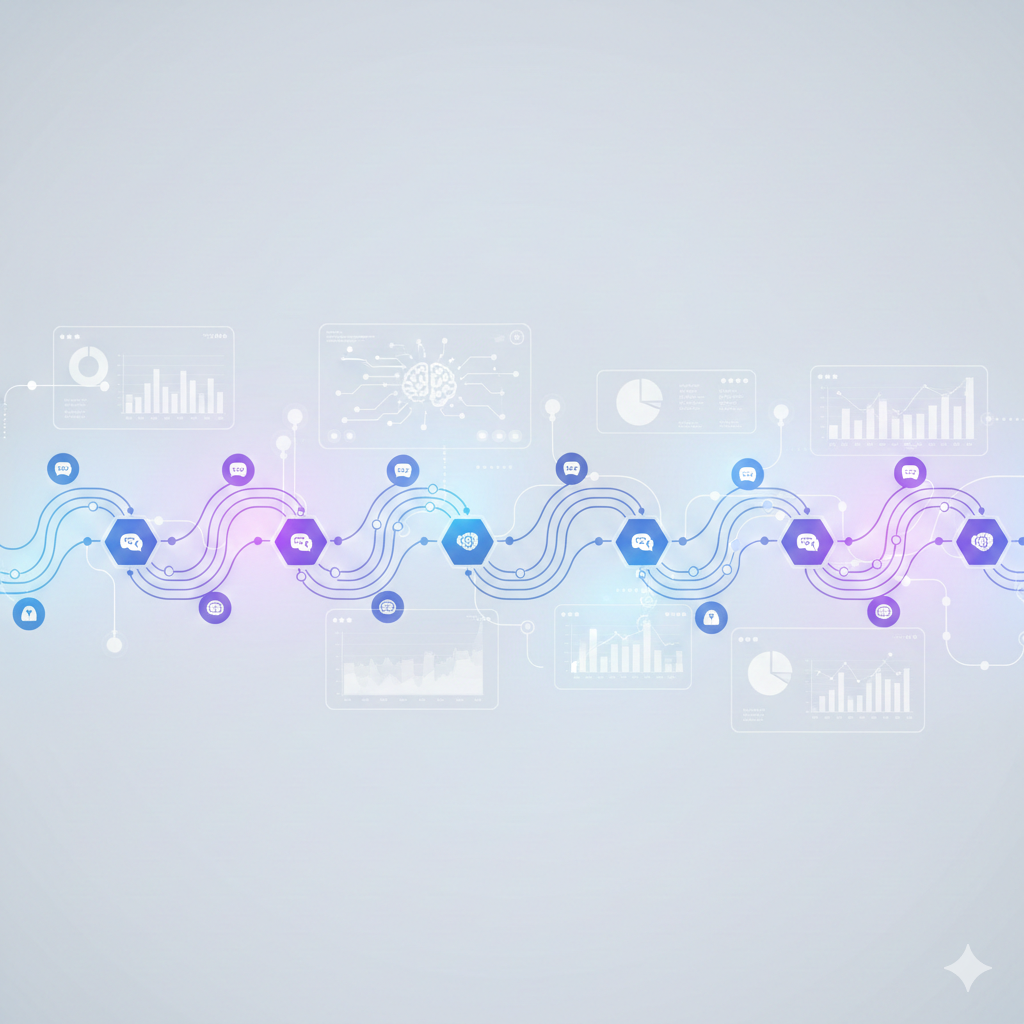 AI call journey mapping showing connected customer call interactions